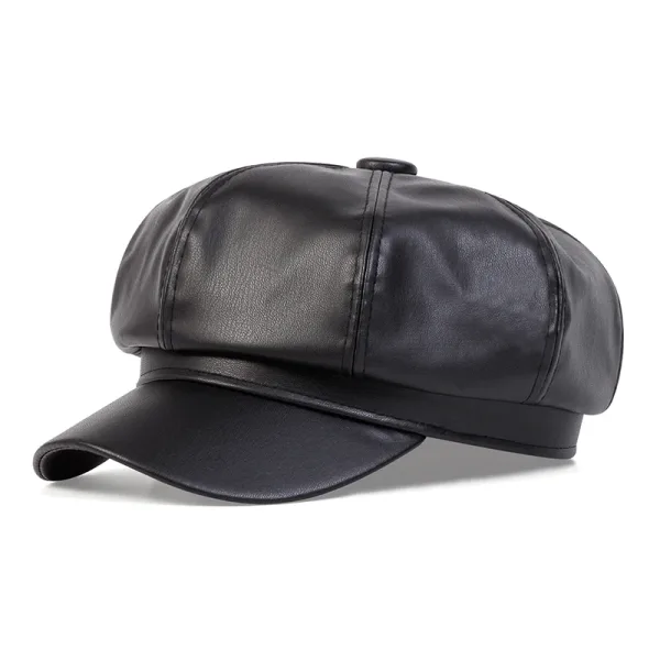 Casquette Noir Simili Cuir​ | Gavroche Femme