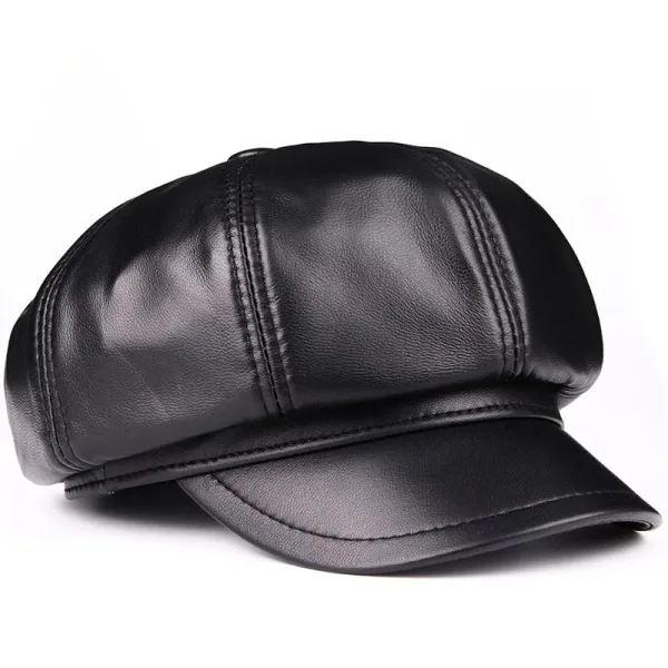 Casquette Gavroche Cuir Noire | Alexandria