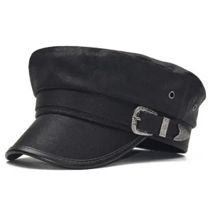 Casquette en PU noir pour homme