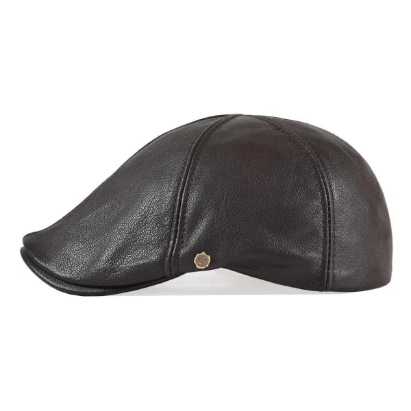 Casquette Cuir Noir Plate Homme Rathmore