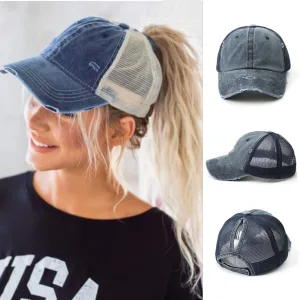 Casquette Trucker Bleu | Pour Queue de Cheval