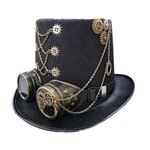 Chapeau Haut De Forme Noir | Steampunk Avec Lunette